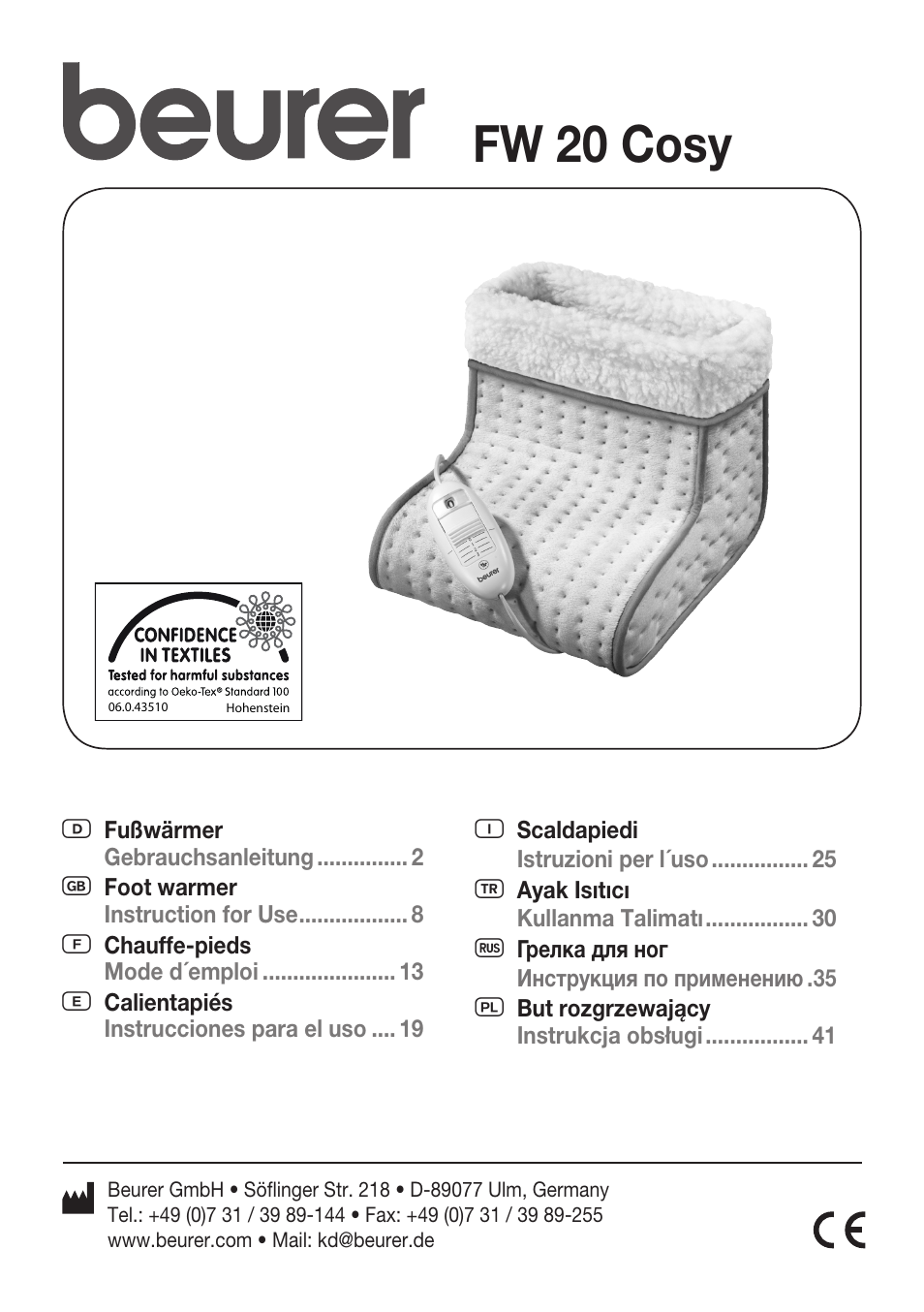 Beurer FW 20 User Manual | 48 pages