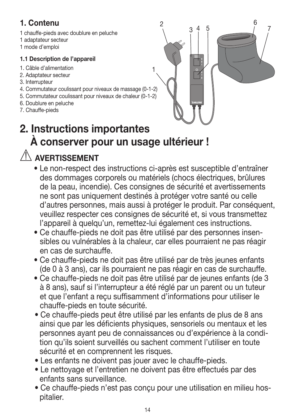 Contenu | Beurer FWM 40 User Manual | Page 14 / 44