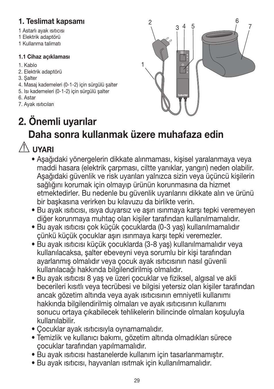Teslimat kapsamı | Beurer FWM 40 User Manual | Page 29 / 44