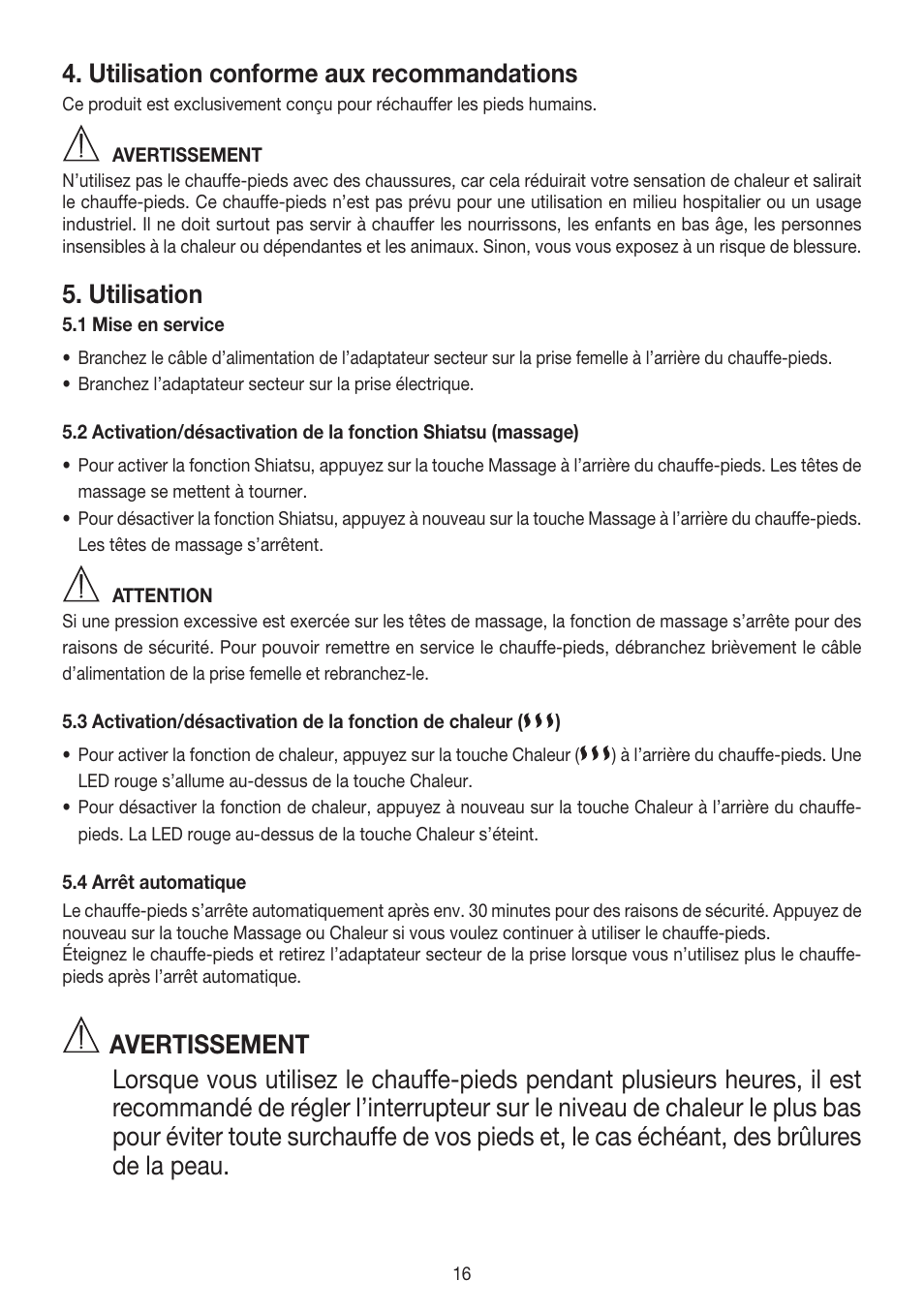 Utilisation conforme aux recommandations, Utilisation | Beurer FWM 50 User Manual | Page 16 / 44