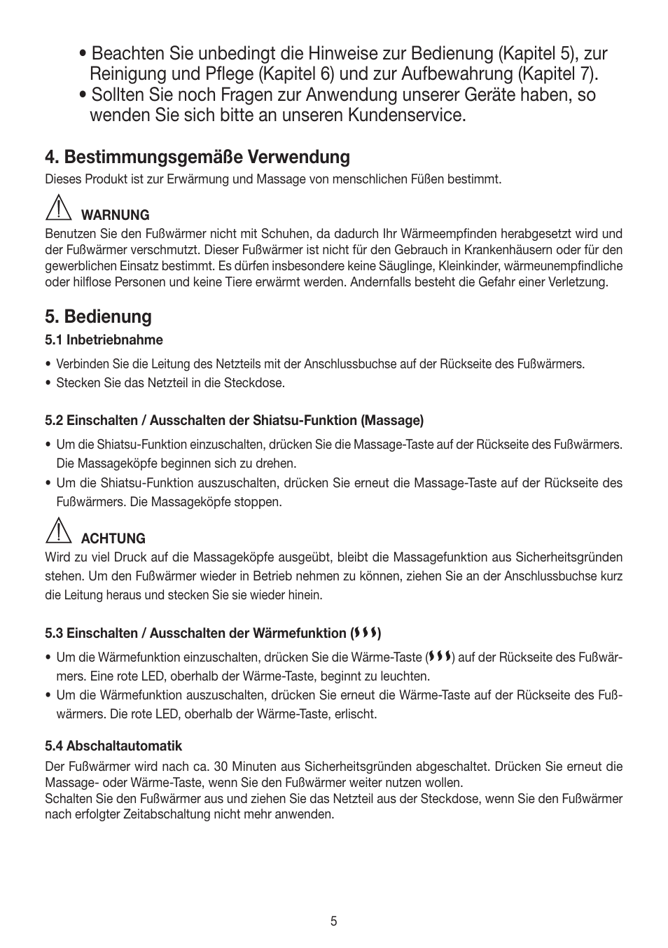 Bedienung | Beurer FWM 50 User Manual | Page 5 / 44