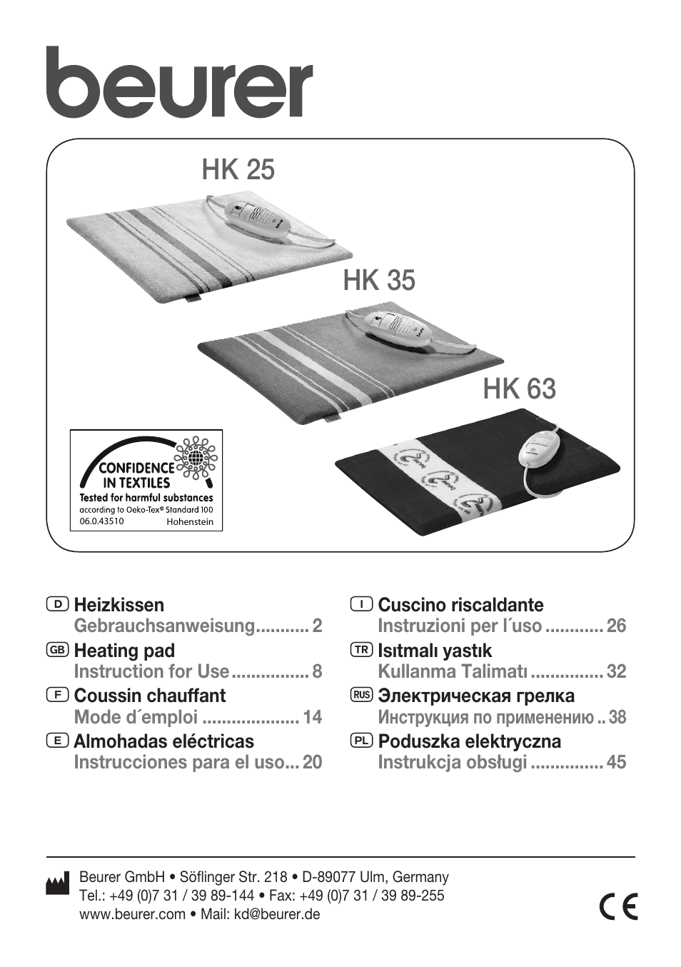 Beurer HK 25 User Manual | 52 pages