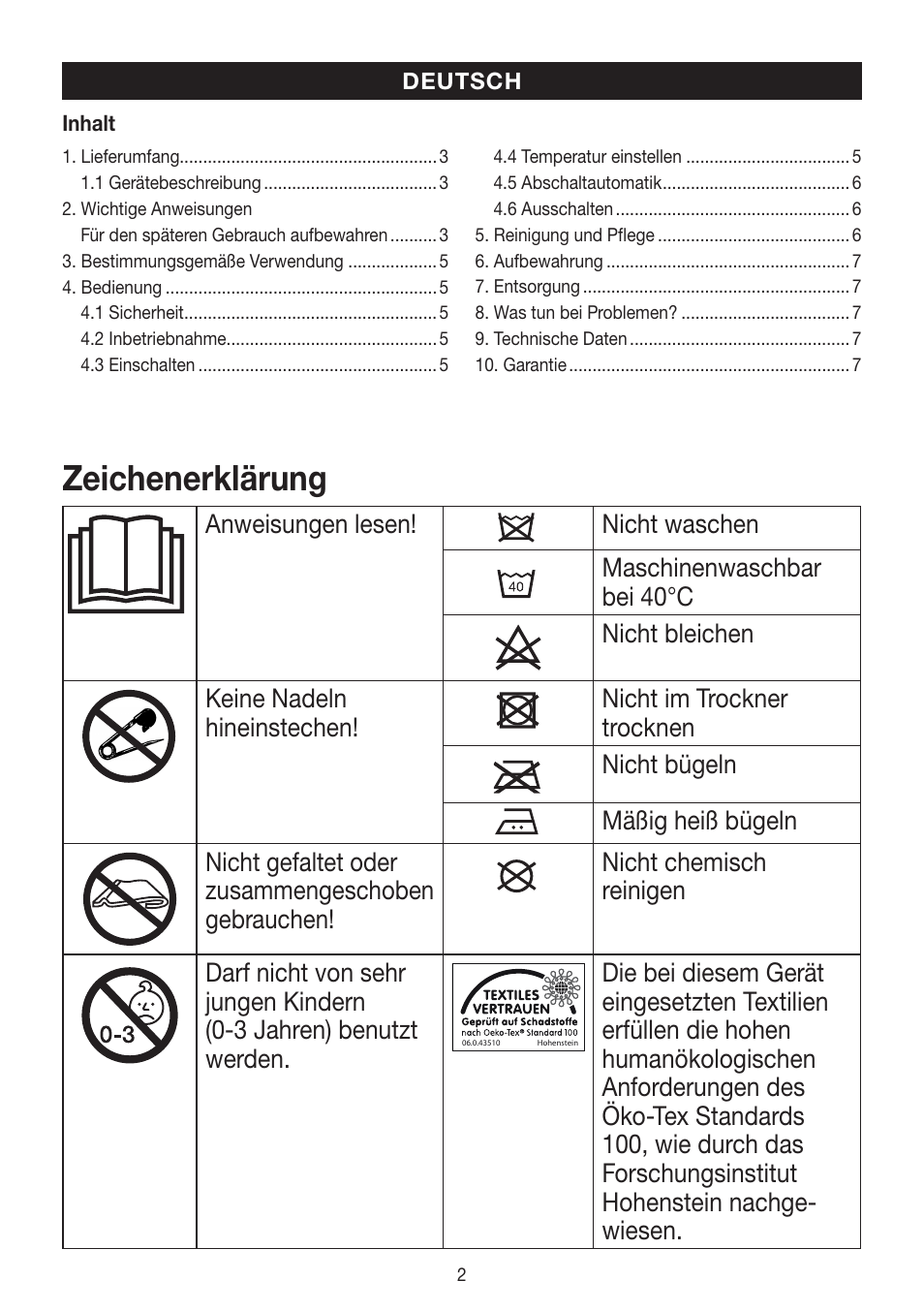 Zeichenerklärung | Beurer HK 25 User Manual | Page 2 / 52