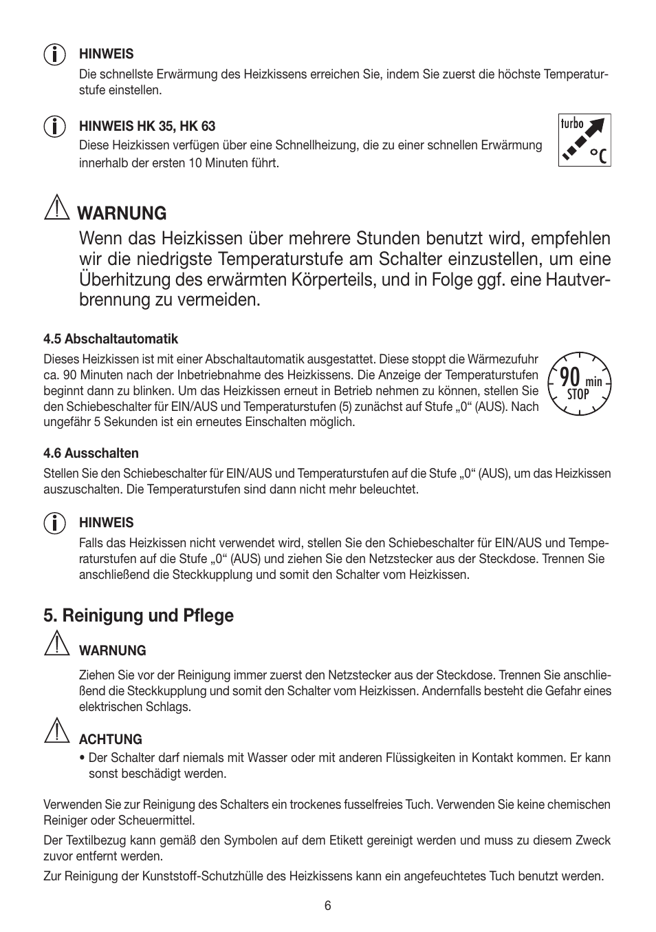 Reinigung und pflege | Beurer HK 25 User Manual | Page 6 / 52