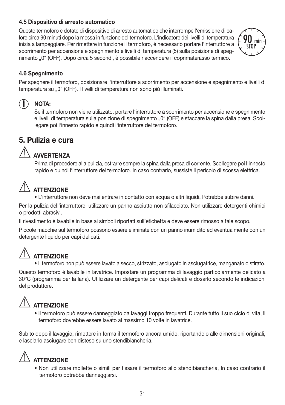 Pulizia e cura | Beurer HK 45 Cosy User Manual | Page 31 / 52