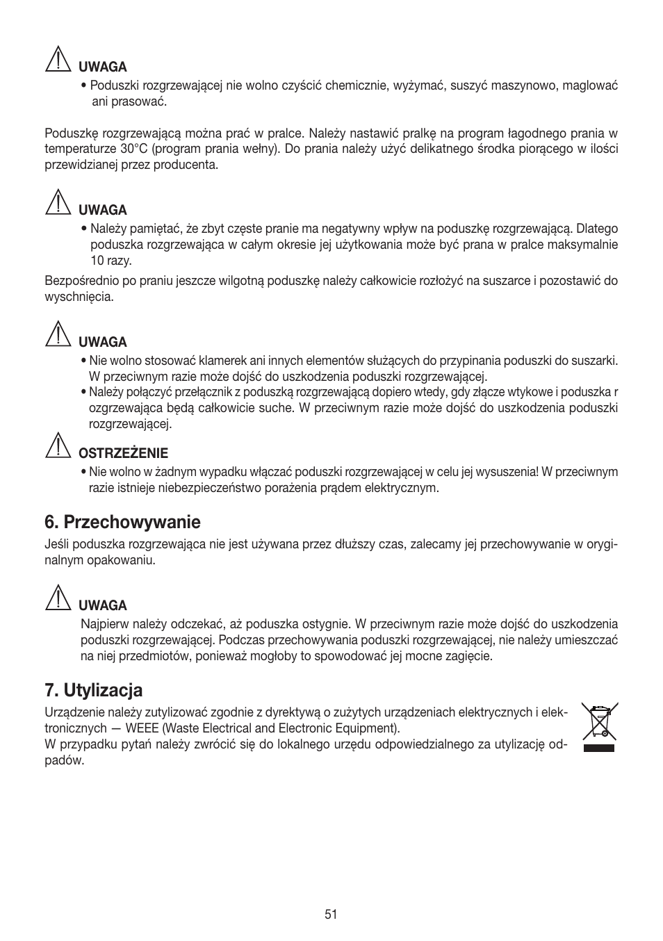 Przechowywanie, Utylizacja | Beurer HK 45 Cosy User Manual | Page 51 / 52