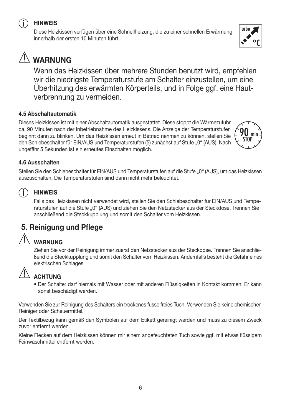 Reinigung und pflege | Beurer HK 45 Cosy User Manual | Page 6 / 52