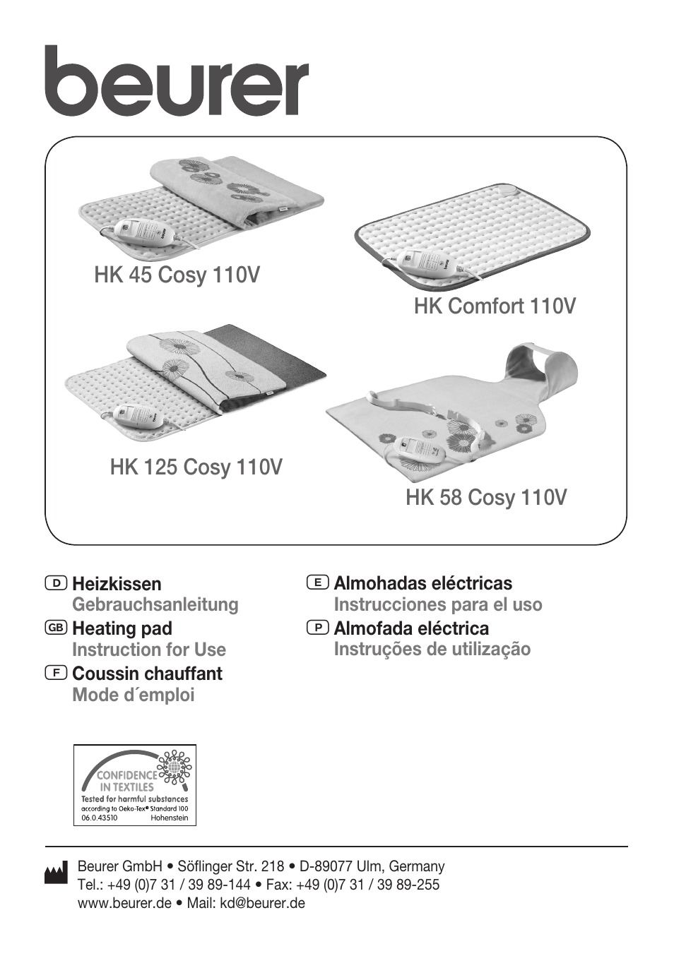 Beurer HK 45 Cosy User Manual | 20 pages