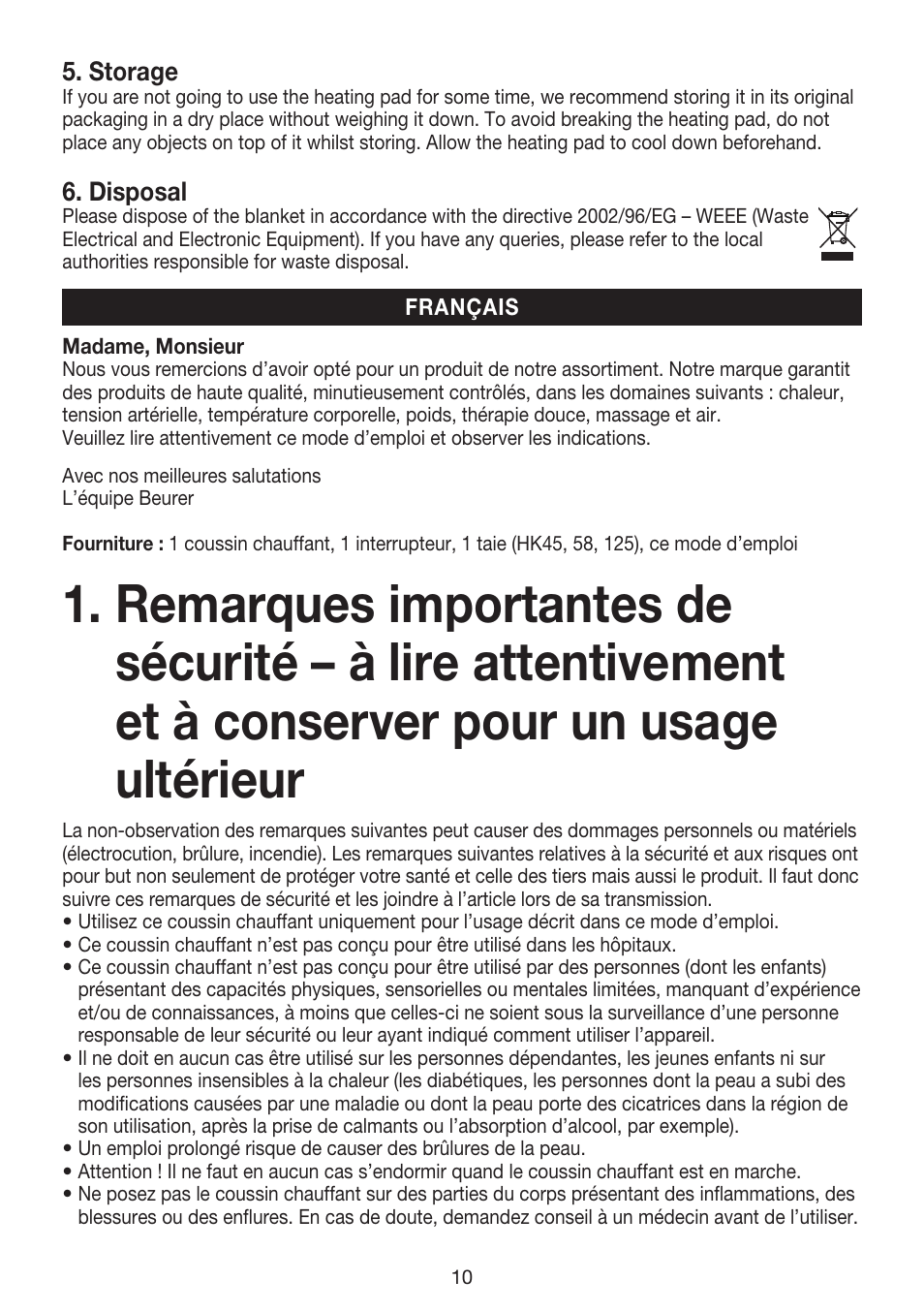 Beurer HK 45 Cosy User Manual | Page 10 / 20