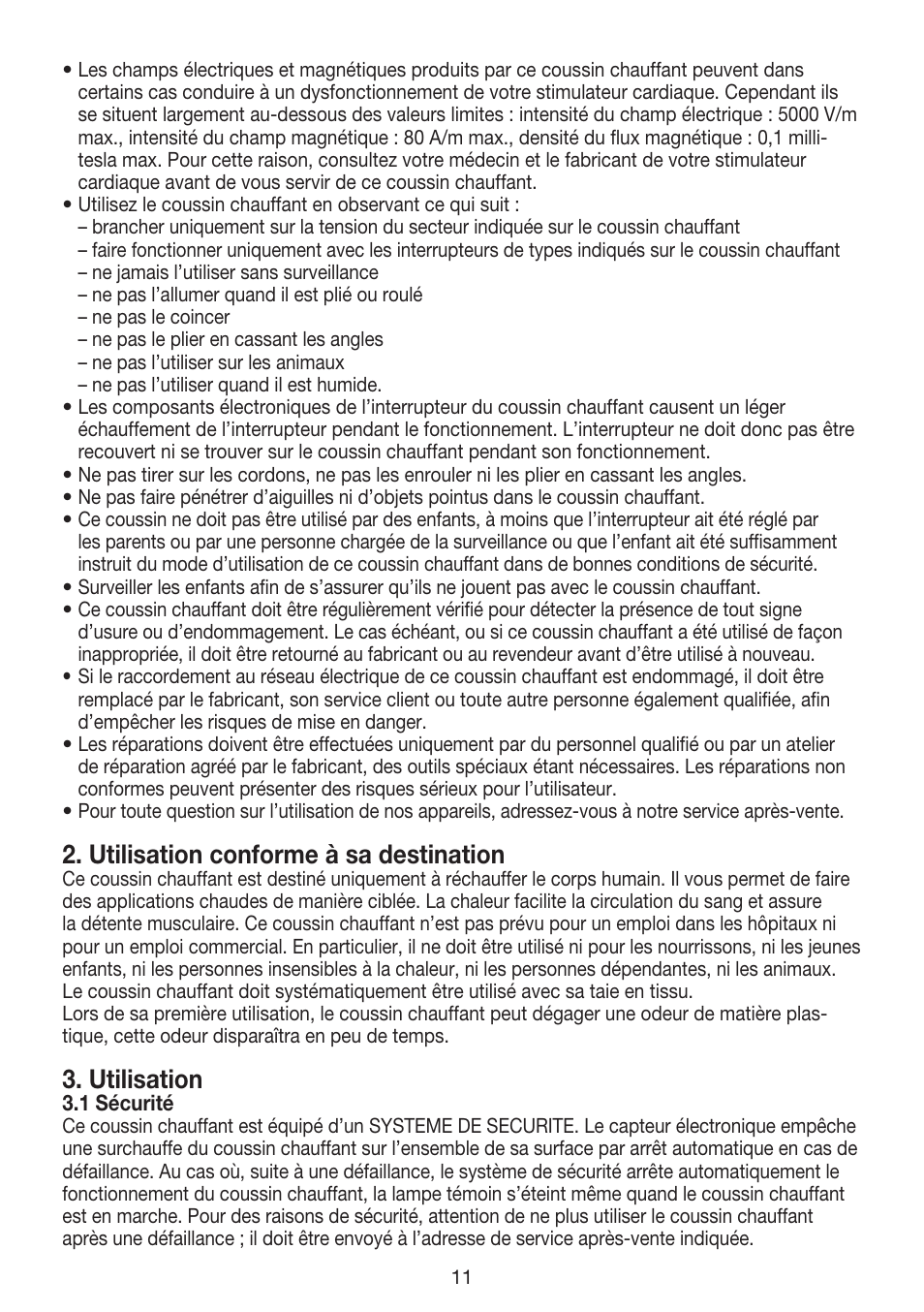 Utilisation conforme à sa destination, Utilisation | Beurer HK 45 Cosy User Manual | Page 11 / 20