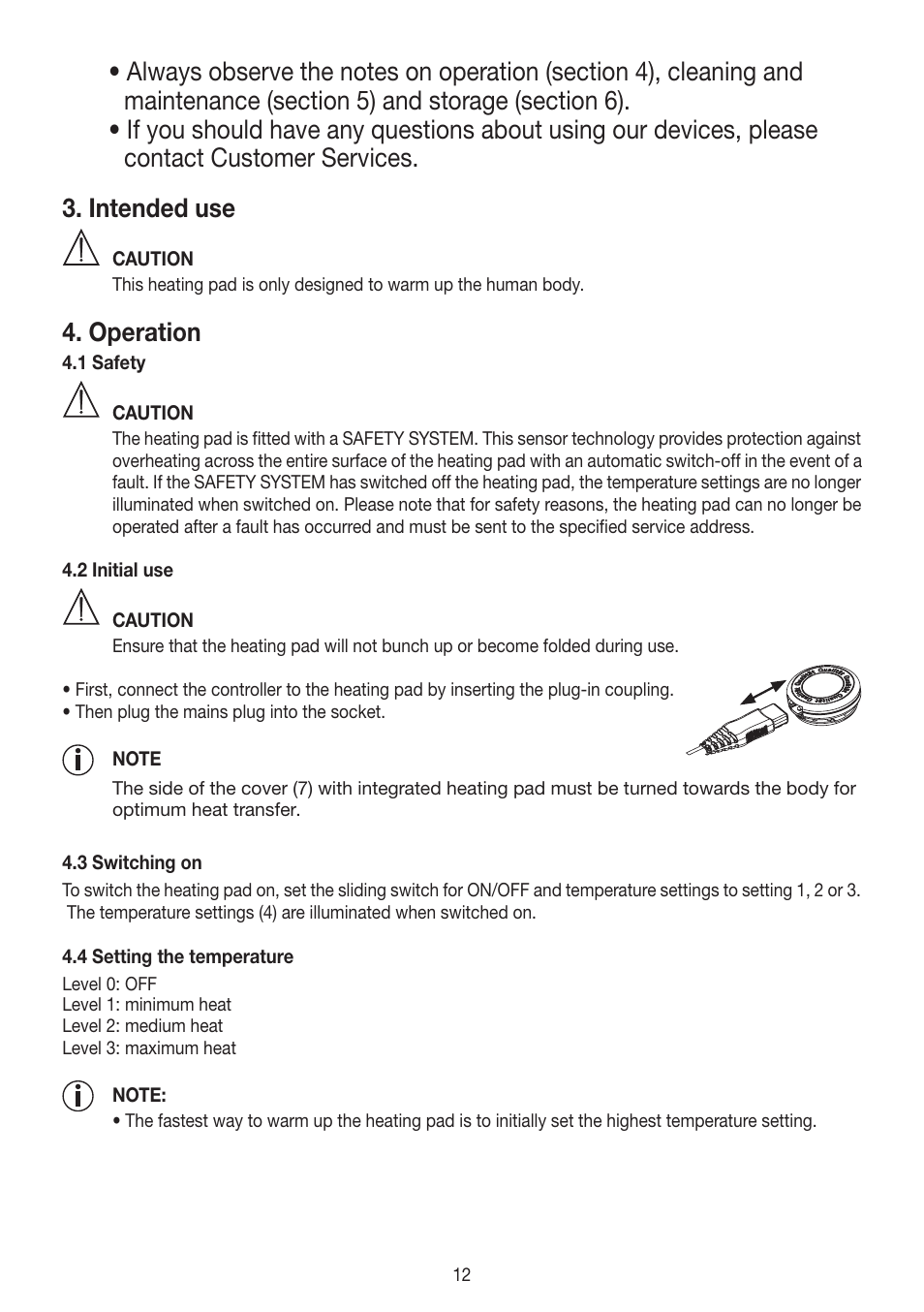 Operation | Beurer HK 48 Cosy User Manual | Page 12 / 56