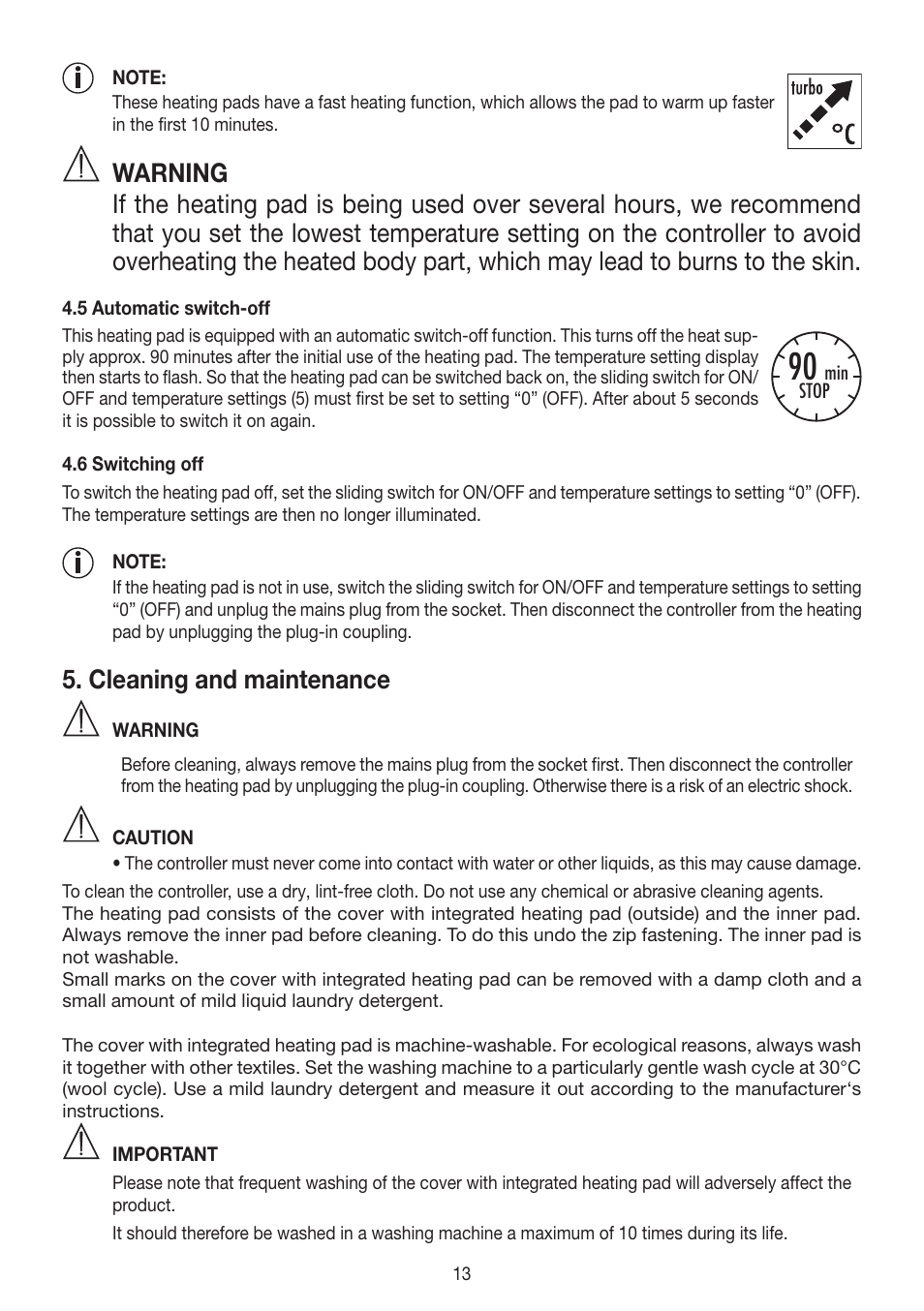 Cleaning and maintenance | Beurer HK 48 Cosy User Manual | Page 13 / 56