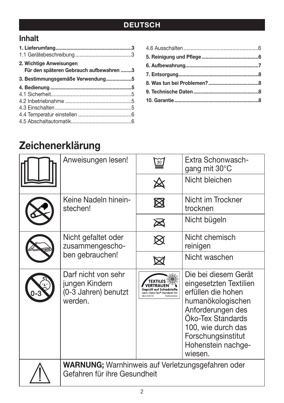 Zeichenerklärung | Beurer HK 48 Cosy User Manual | Page 2 / 56