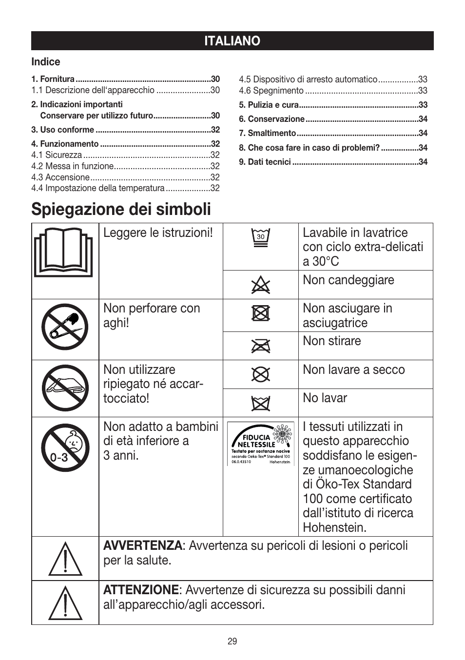 Spiegazione dei simboli | Beurer HK 48 Cosy User Manual | Page 29 / 56