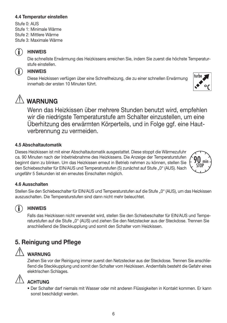 Reinigung und pflege | Beurer HK 48 Cosy User Manual | Page 6 / 56