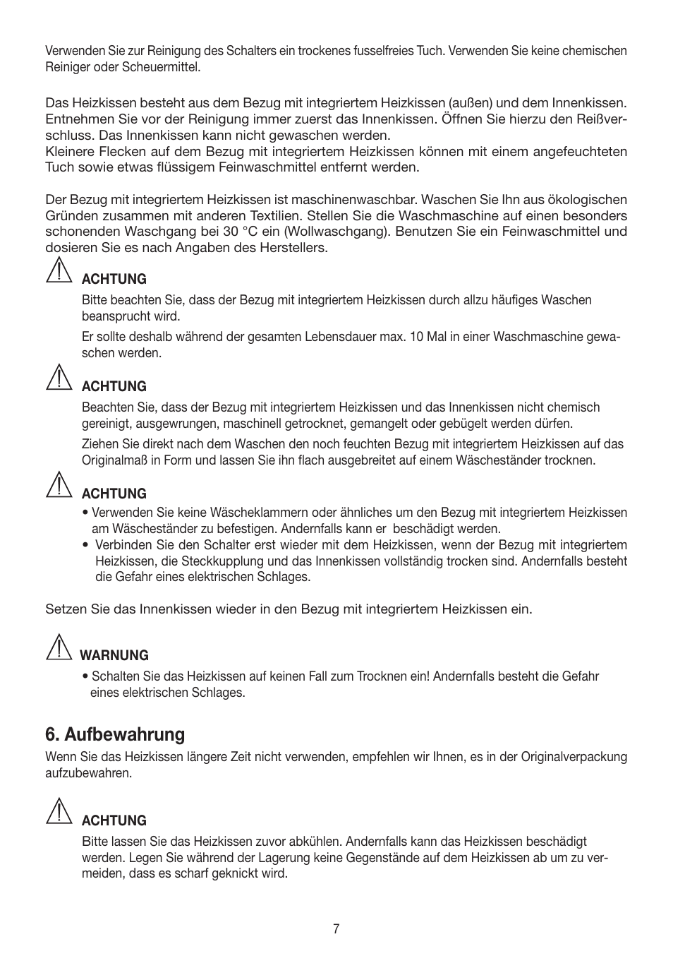 Aufbewahrung | Beurer HK 48 Cosy User Manual | Page 7 / 56