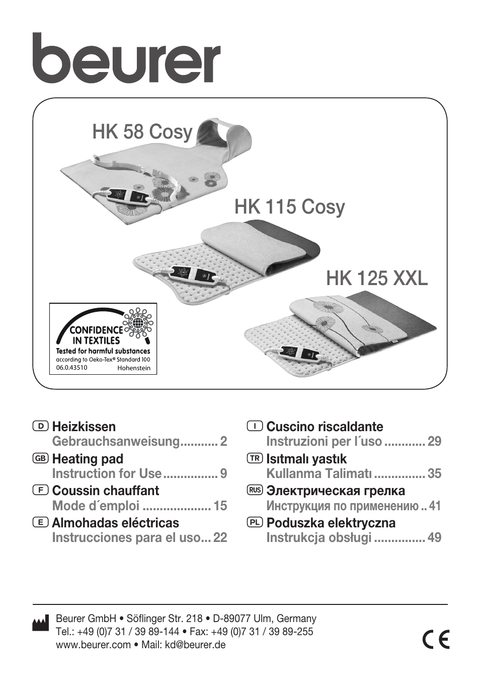 Beurer HK 58 Cosy User Manual | 56 pages