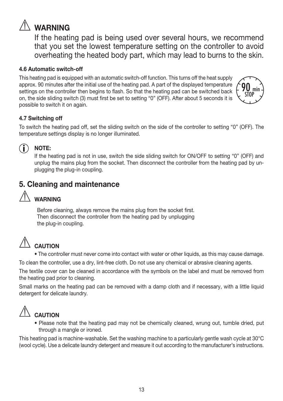 Cleaning and maintenance | Beurer HK 58 Cosy User Manual | Page 13 / 56