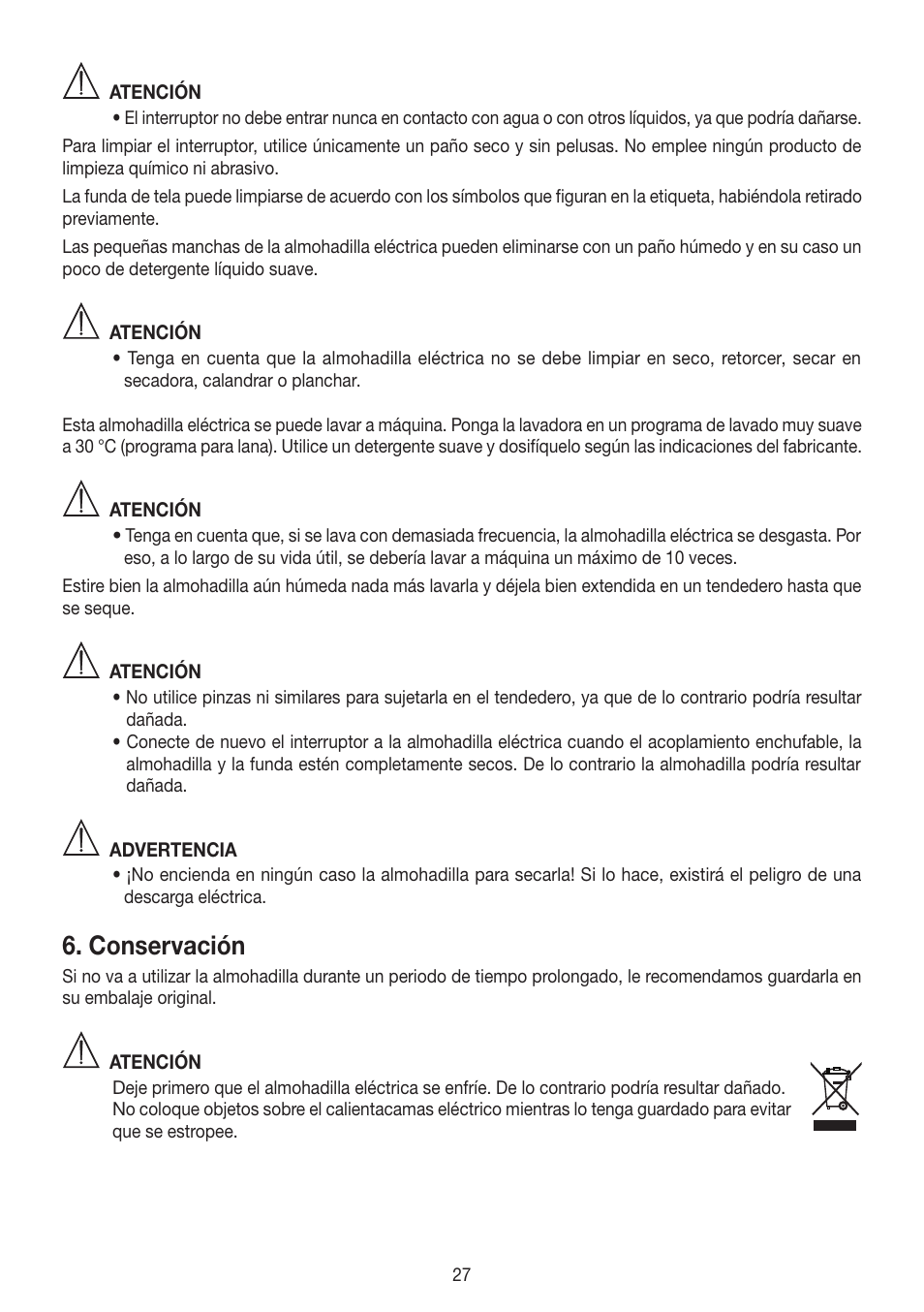 Conservación | Beurer HK 58 Cosy User Manual | Page 27 / 56