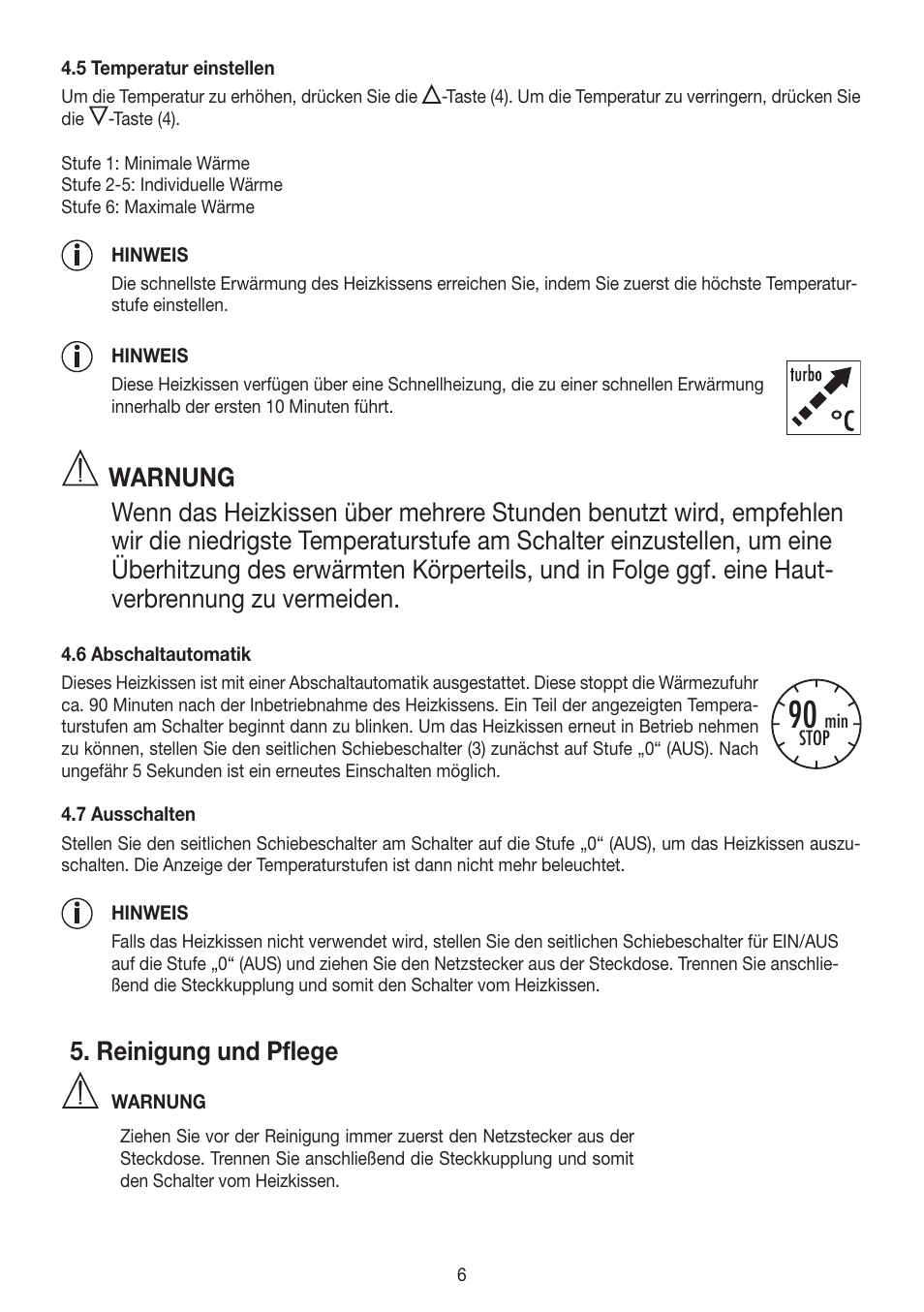 Reinigung und pflege | Beurer HK 58 Cosy User Manual | Page 6 / 56