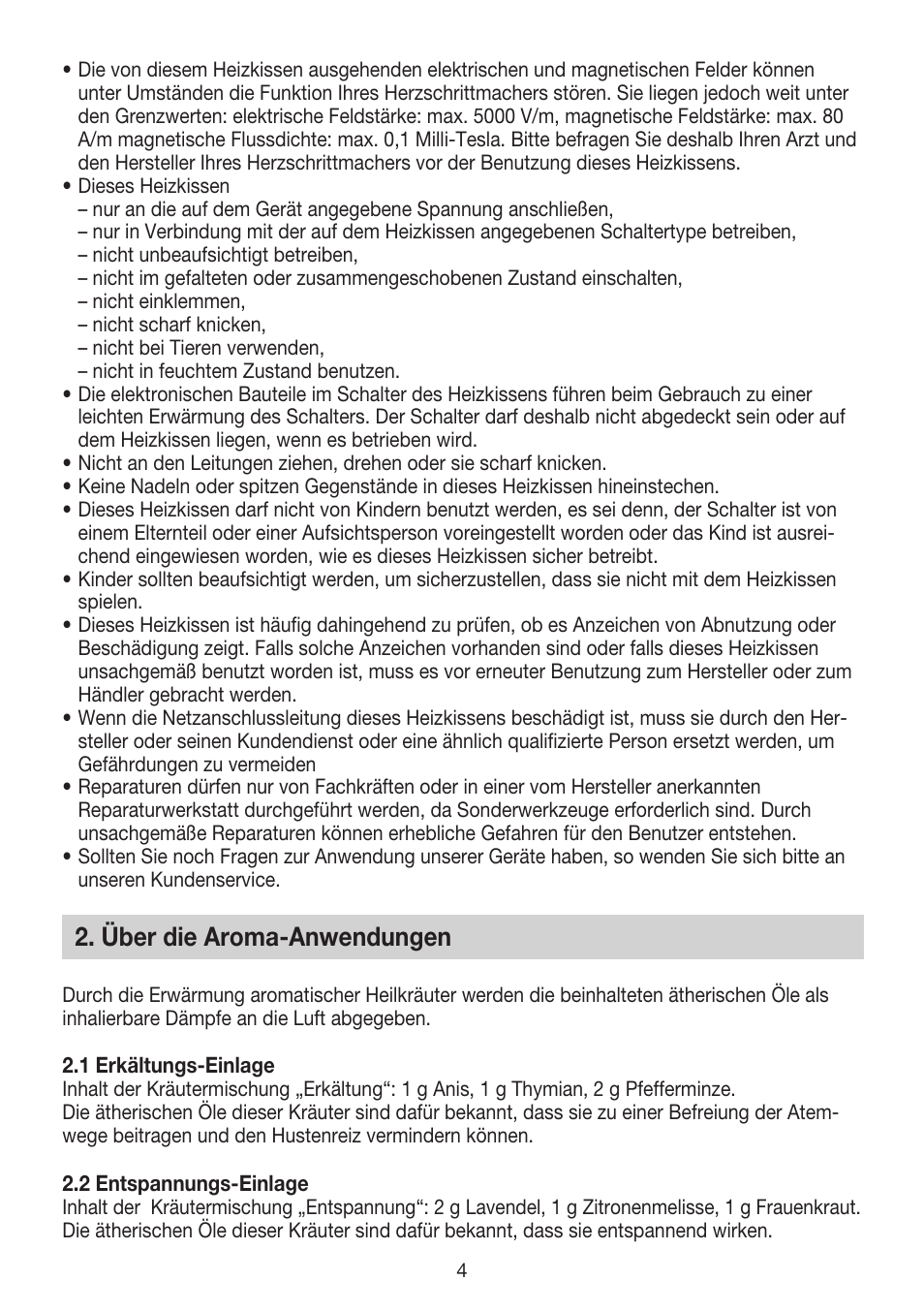 Über die aroma-anwendungen | Beurer HK 65 Aroma User Manual | Page 4 / 28