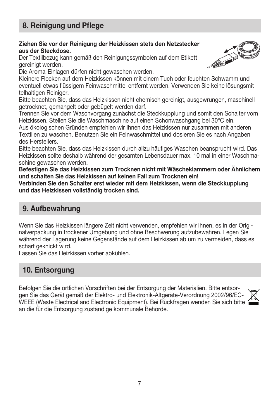 Reinigung und pflege, Aufbewahrung, Entsorgung | Beurer HK 65 Aroma User Manual | Page 7 / 28