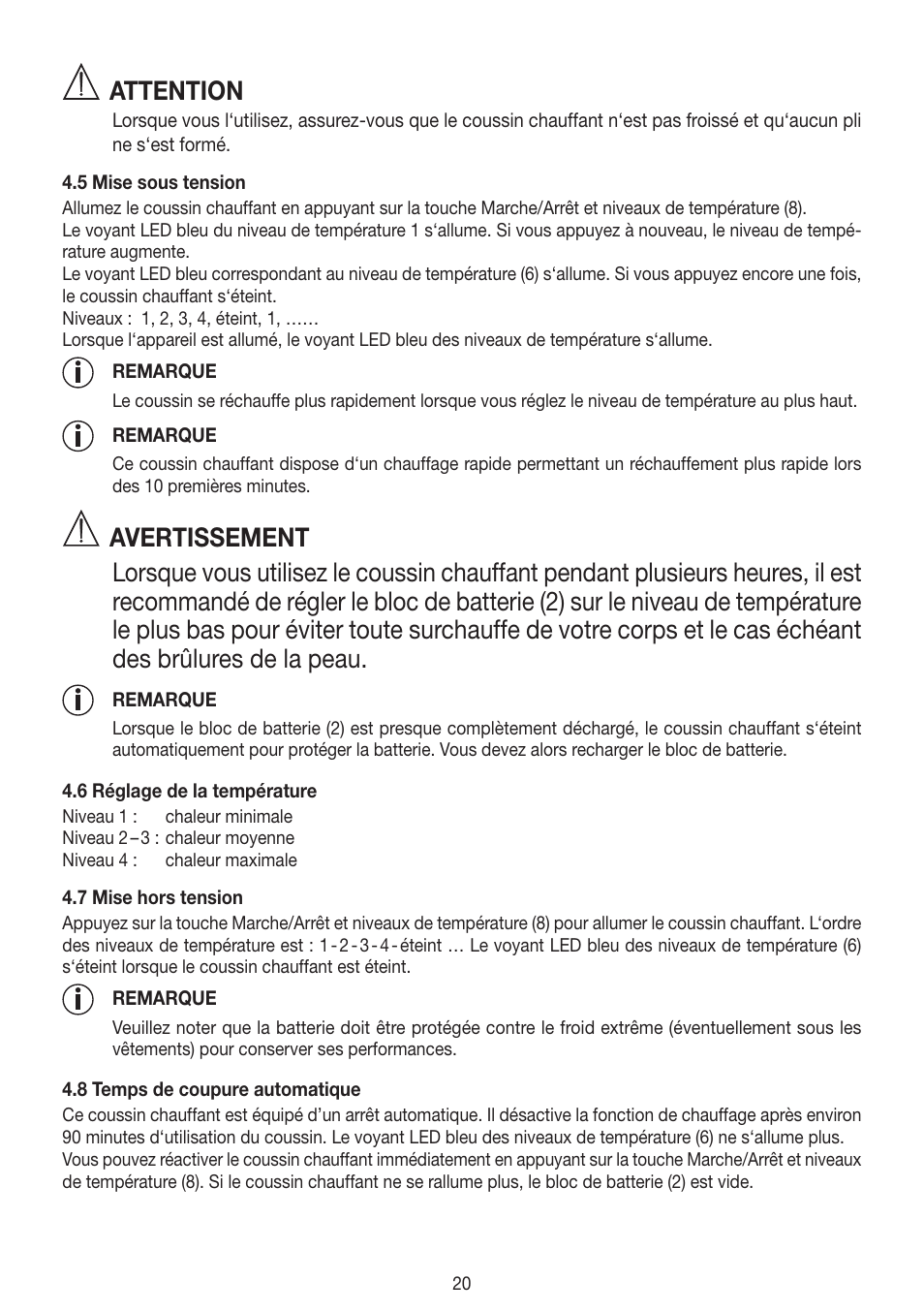 Attention | Beurer HK 72 User Manual | Page 20 / 60