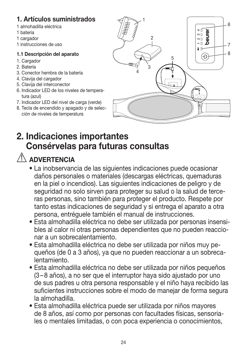 Artículos suministrados | Beurer HK 72 User Manual | Page 24 / 60