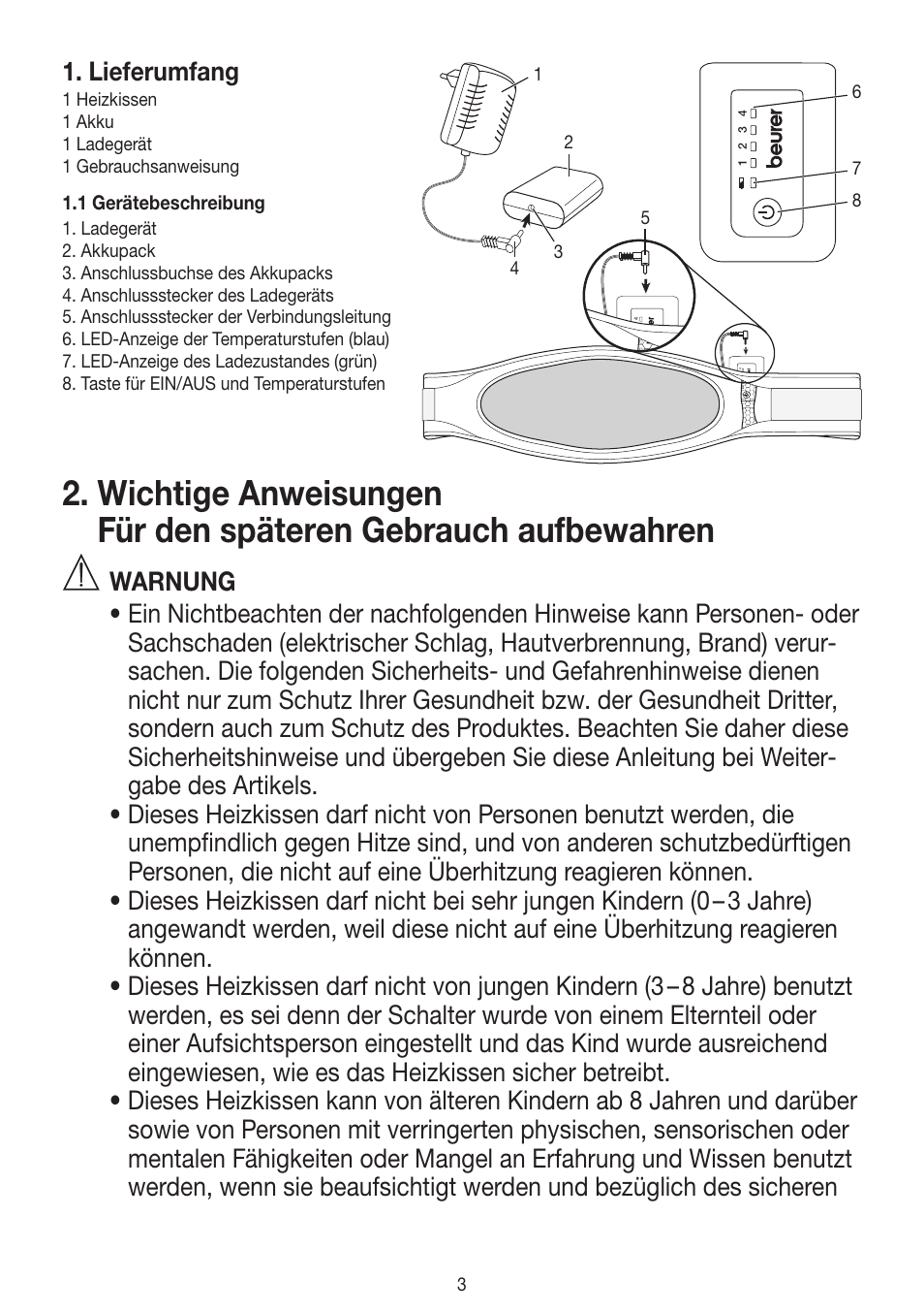 Lieferumfang | Beurer HK 72 User Manual | Page 3 / 60