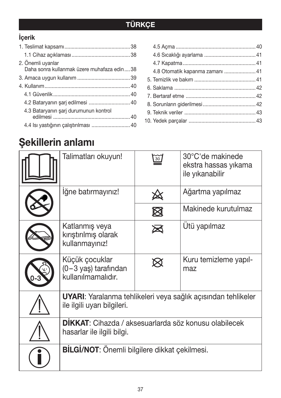 Şekillerin anlamı | Beurer HK 72 User Manual | Page 37 / 60