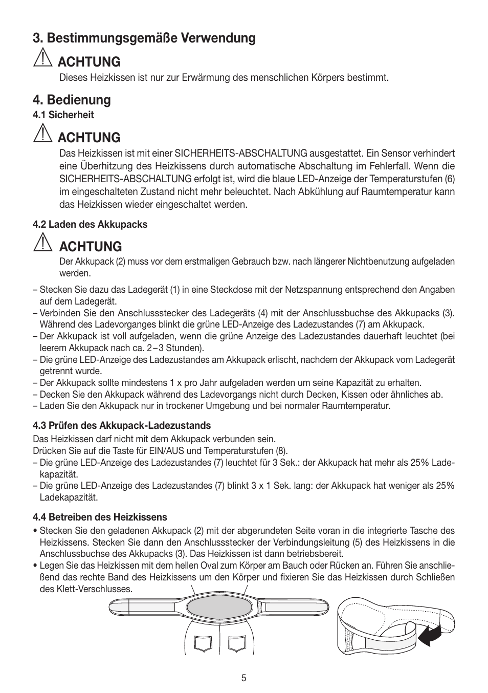 Bestimmungsgemäße verwendung, Achtung, Bedienung | Beurer HK 72 User Manual | Page 5 / 60