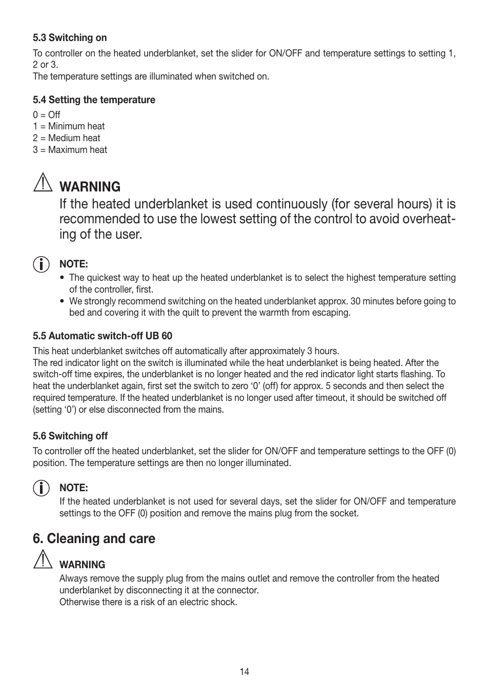 Cleaning and care | Beurer UB 30 User Manual | Page 14 / 60