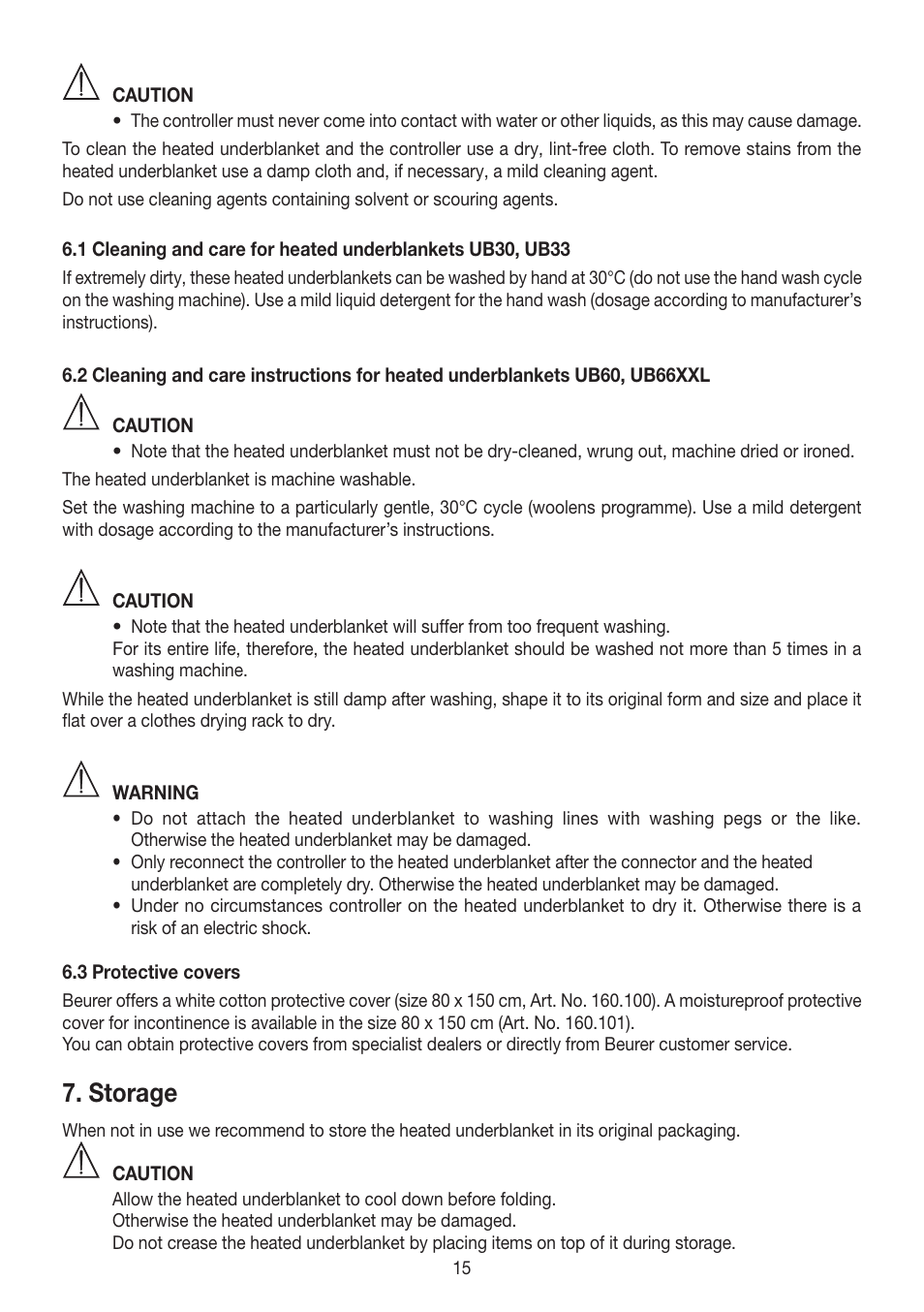 Storage | Beurer UB 30 User Manual | Page 15 / 60