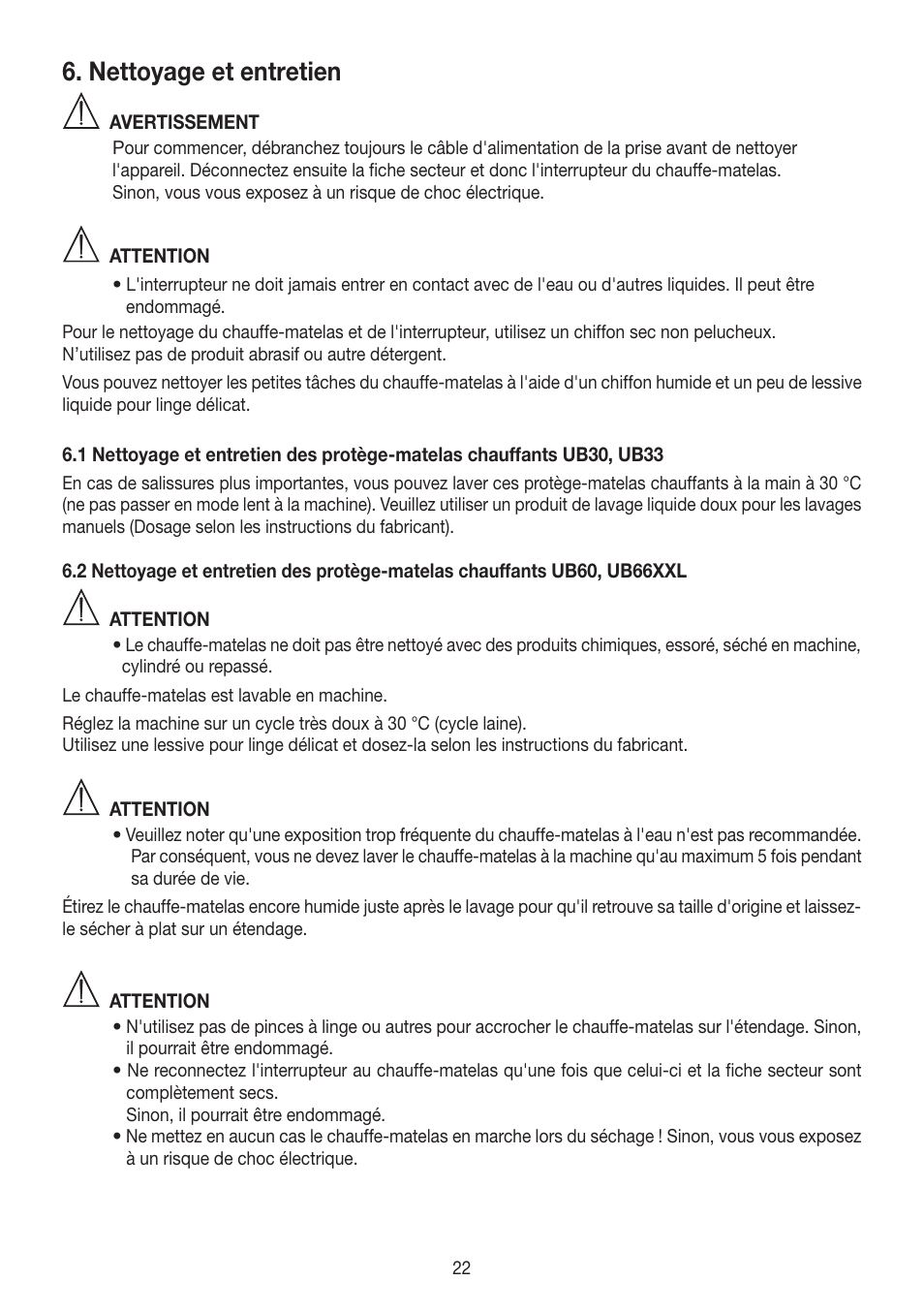 Nettoyage et entretien | Beurer UB 30 User Manual | Page 22 / 60