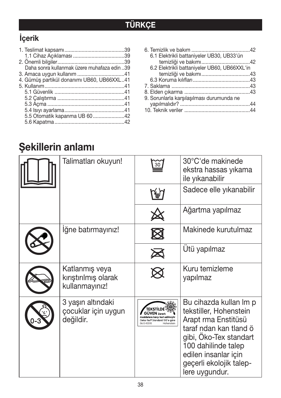 Şekillerin anlamı | Beurer UB 30 User Manual | Page 38 / 60