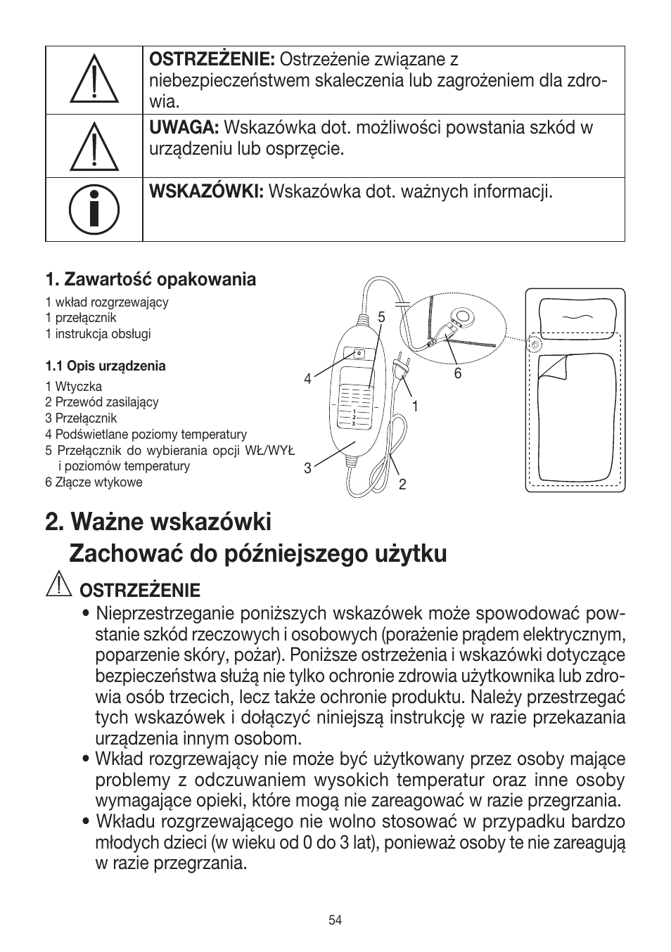 Ważne wskazówki zachować do późniejszego użytku | Beurer UB 30 User Manual | Page 54 / 60