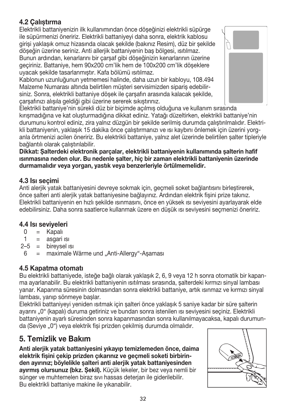 Temizlik ve bakım | Beurer UB 85 User Manual | Page 32 / 44