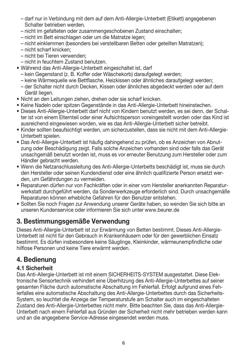 Bestimmungsgemäße verwendung, Bedienung | Beurer UB 85 User Manual | Page 6 / 44