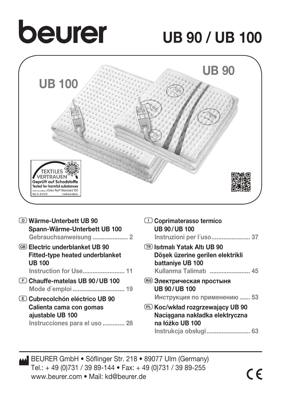 Beurer UB 90 User Manual | 72 pages