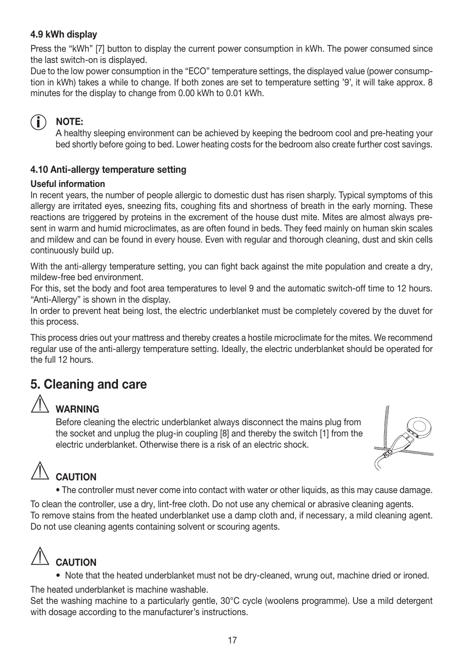 Cleaning and care | Beurer UB 90 User Manual | Page 17 / 72