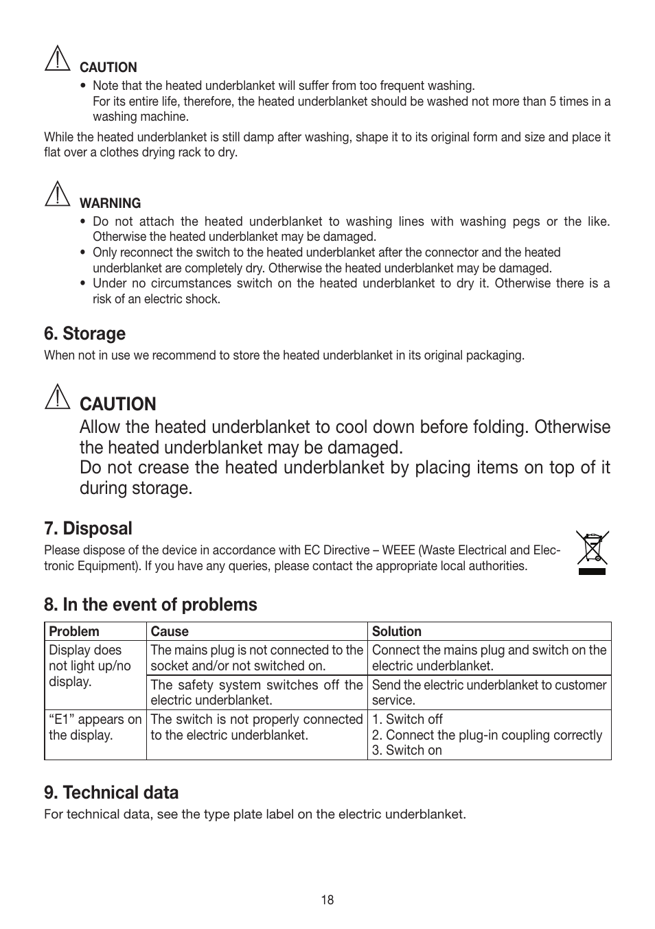 Storage, Technical data | Beurer UB 90 User Manual | Page 18 / 72