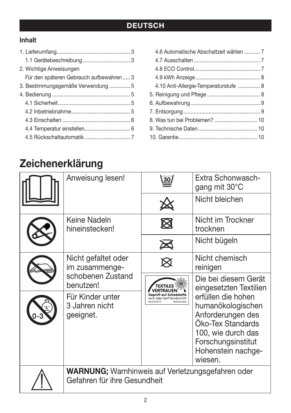 Zeichenerklärung | Beurer UB 90 User Manual | Page 2 / 72