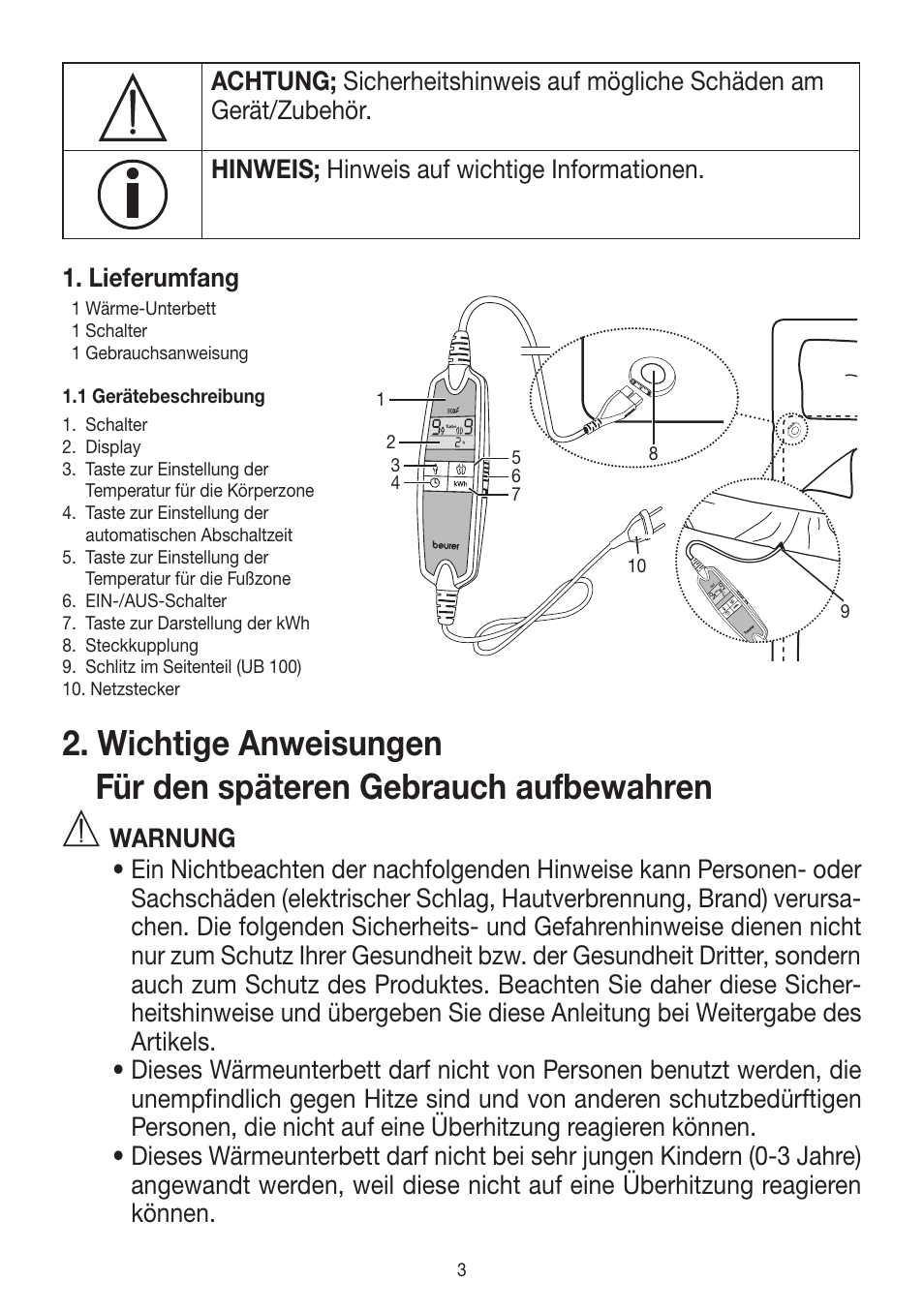 Beurer UB 90 User Manual | Page 3 / 72