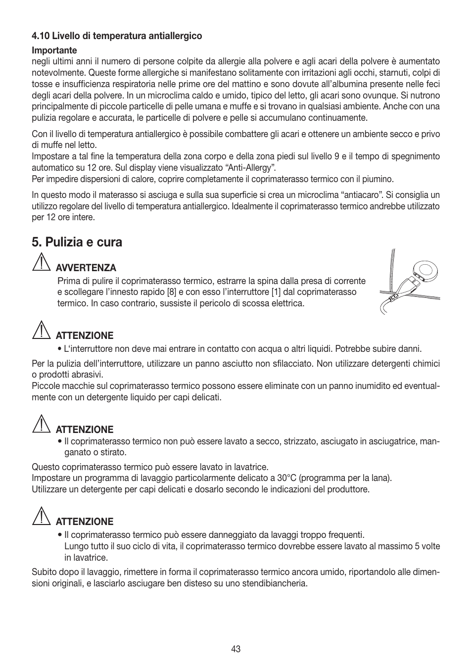 Pulizia e cura | Beurer UB 90 User Manual | Page 43 / 72