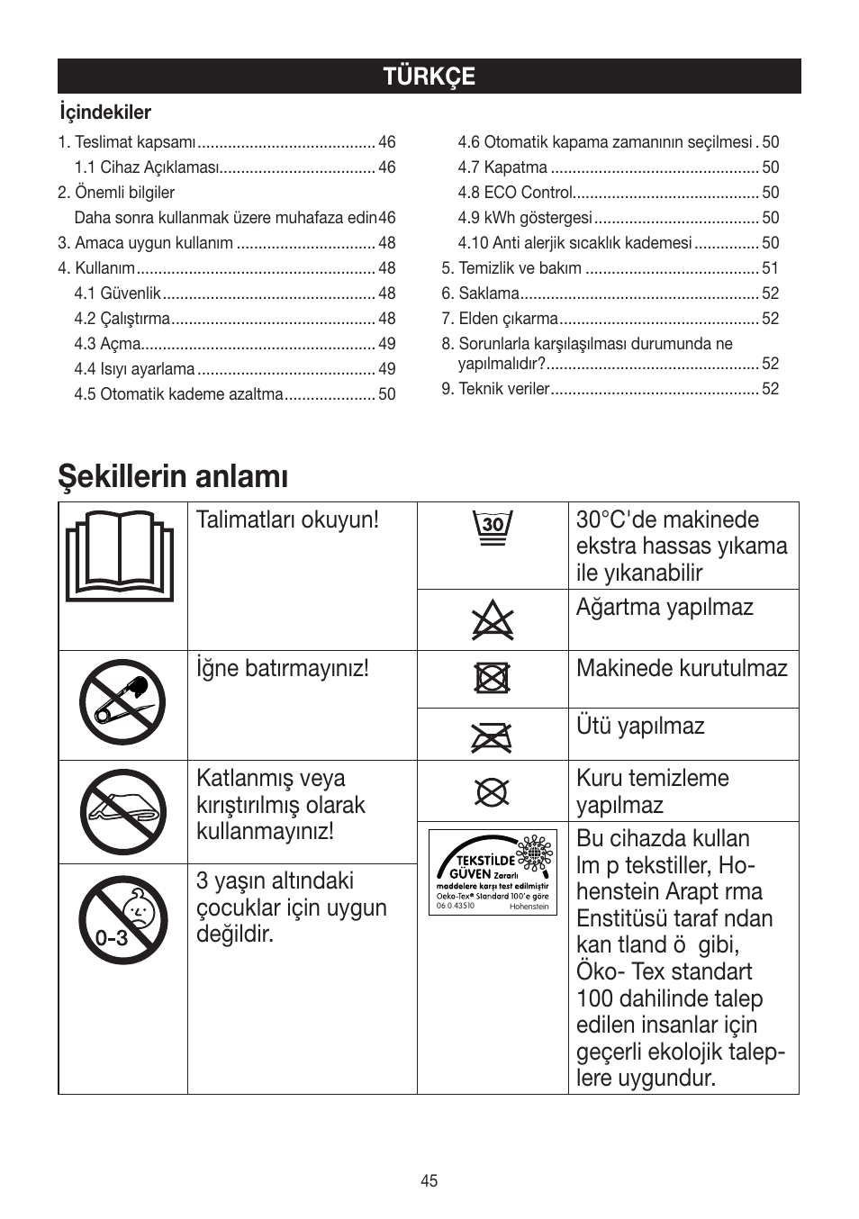 Şekillerin anlamı | Beurer UB 90 User Manual | Page 45 / 72