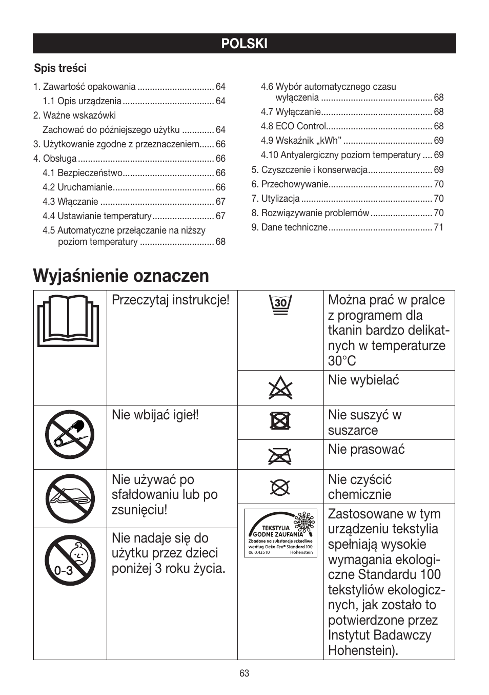 Wyjaśnienie oznaczen | Beurer UB 90 User Manual | Page 63 / 72