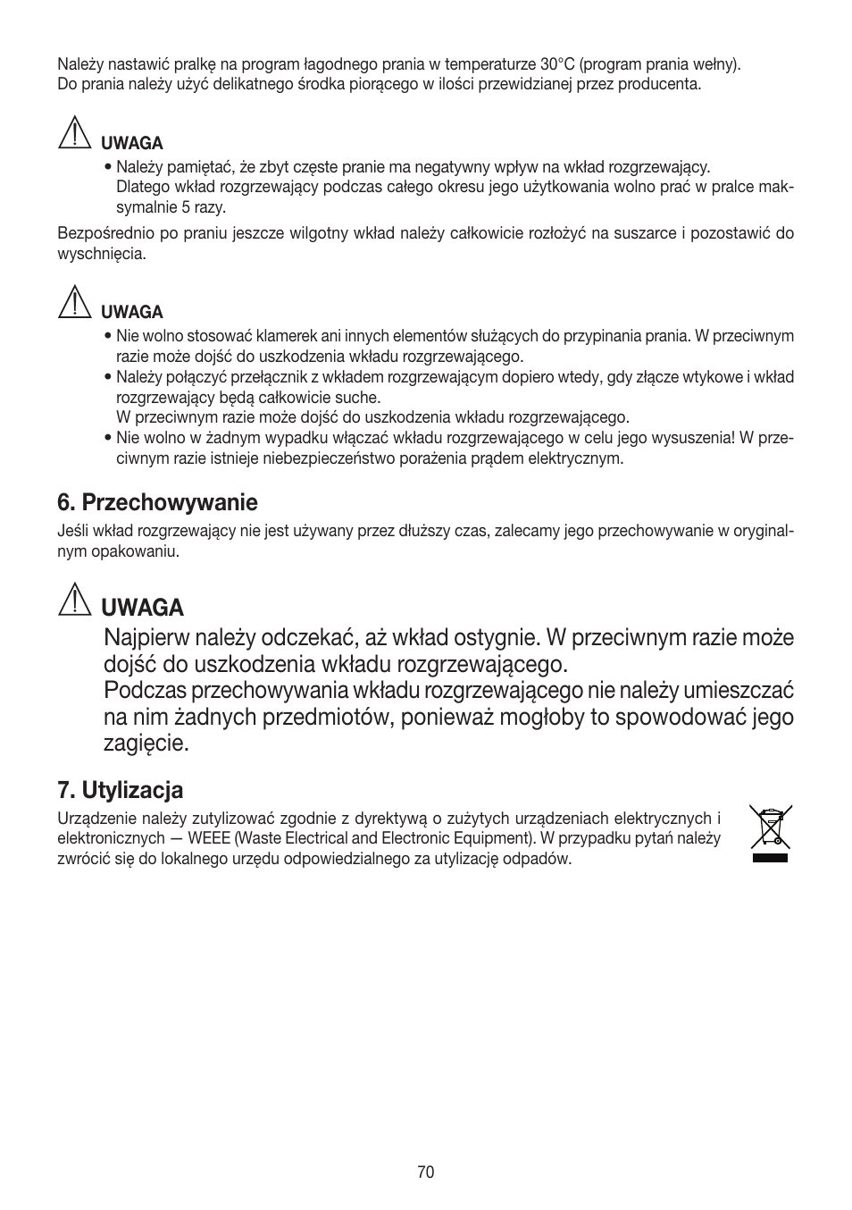 Przechowywanie | Beurer UB 90 User Manual | Page 70 / 72