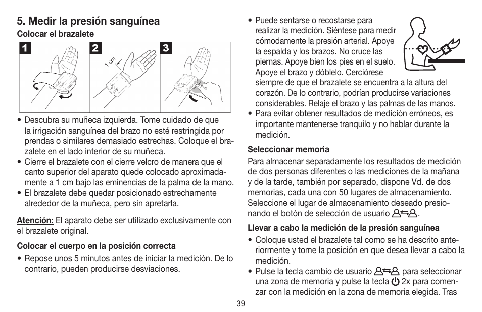 Medir la presión sanguínea | Beurer BC 16 User Manual | Page 39 / 88