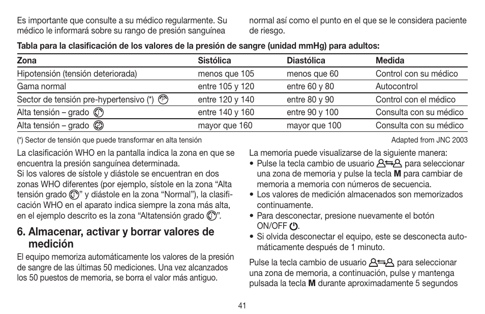 Almacenar, activar y borrar valores de medición | Beurer BC 16 User Manual | Page 41 / 88