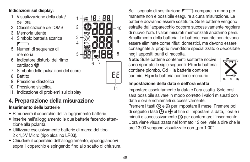 Preparazione della misurazione | Beurer BC 16 User Manual | Page 48 / 88